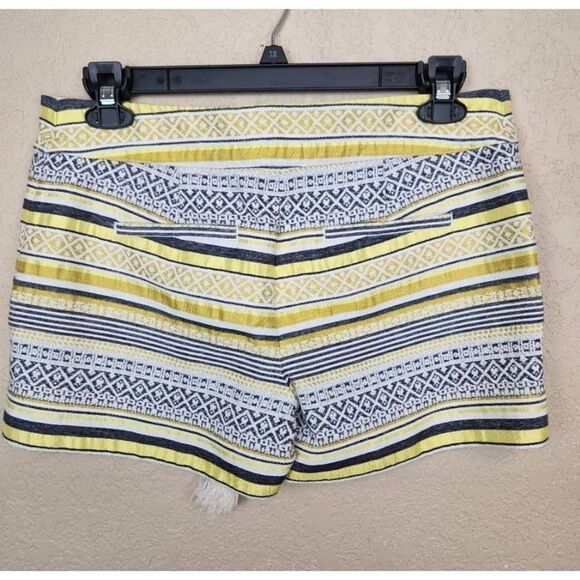 LOFT Yellow Black and Gold Striped Brocade Shorts Size 4 (3570) - Picture 2 of 6